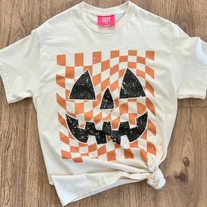 Women’s Checker Pumpkin Tee S/M or M/L